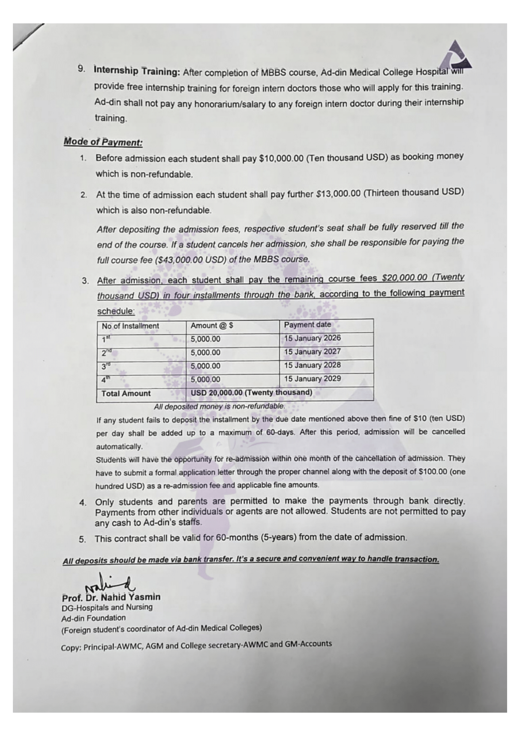 Jahurul Islam Medical College – Offer Letter