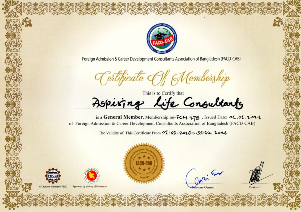 FACD-CAB Certificate